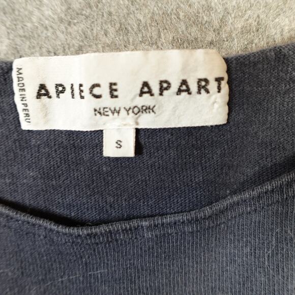 Apiece Apart Top Womens Small Boxy Navy Blue Cotton Tee Crew Neck Short Sleeve - Picture 2 of 9